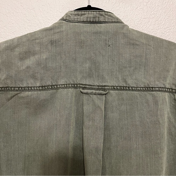 Anthropologie Olive Green and Bronze Sequin Button Down Shirt Size 8 - Picture 12 of 16